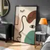 Soyut Yüz Çizgilerle İfade Boho Dekoratif Tablo