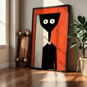 Alternative view of Soyut Yüz Kırmızı Vurgular Dekoratif Tablo