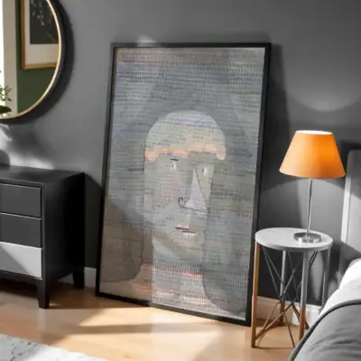 Soyut Yüz Renkli Çizgiler Tasarımı Dekoratif Tablo