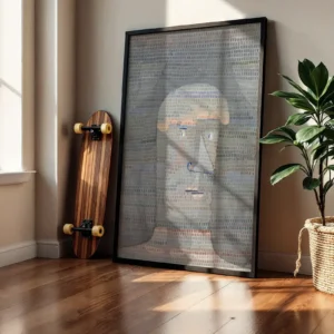 Alternative view of Soyut Yüz Renkli Çizgiler Tasarımı Dekoratif Tablo