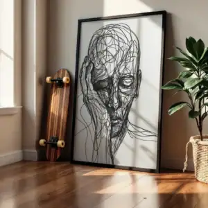 Alternative view of Tel Çerçeveli Portre Çizgilerin Gücüyle Modern Portre Dekoratif Tablo