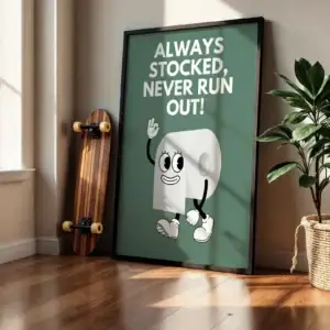 Alternative view of Tuvalet Kağıdı Karakteri Neşeli Hareket Dekoratif Tablo