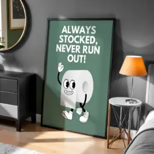 Tuvalet Kağıdı Karakteri Neşeli Hareket Dekoratif Tablo