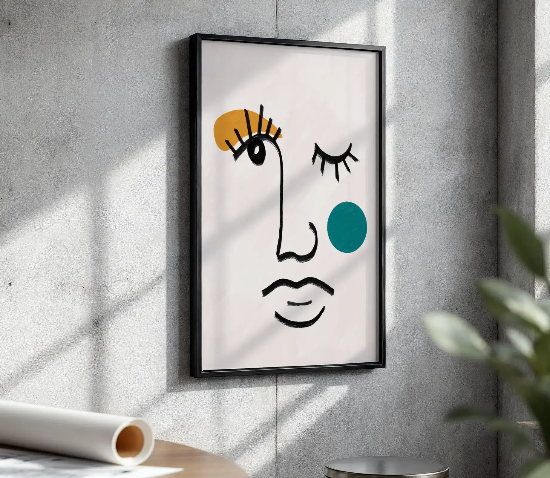 Yüz İllüstrasyonu İfade ve Duygunun Çizgilerle Buluşması Dekoratif Tablo - Görsel 4