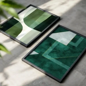 Alternative view of 2'li Set | Yeşil Desen Dekoratif Tablolar