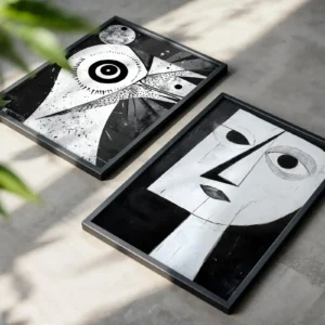 Alternative view of 2'li Set | Siyah Beyaz Dekoratif Tablolar