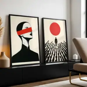 2'li Set | Kırmızı Detay Dekoratif Tablolar