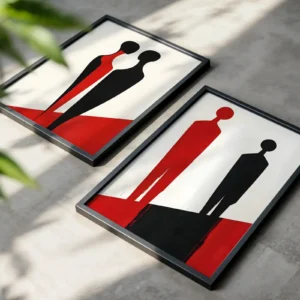 Alternative view of 2'li Set | Kırmızı Siyah Figürler Dekoratif Tablolar