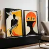 2'li Set | Figürler Sarı Detay Dekoratif Tablolar