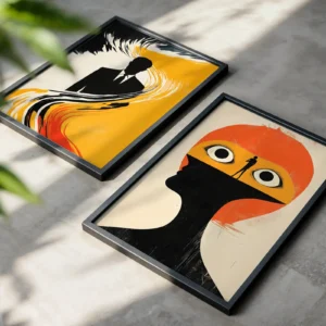 Alternative view of 2'li Set | Figürler Sarı Detay Dekoratif Tablolar