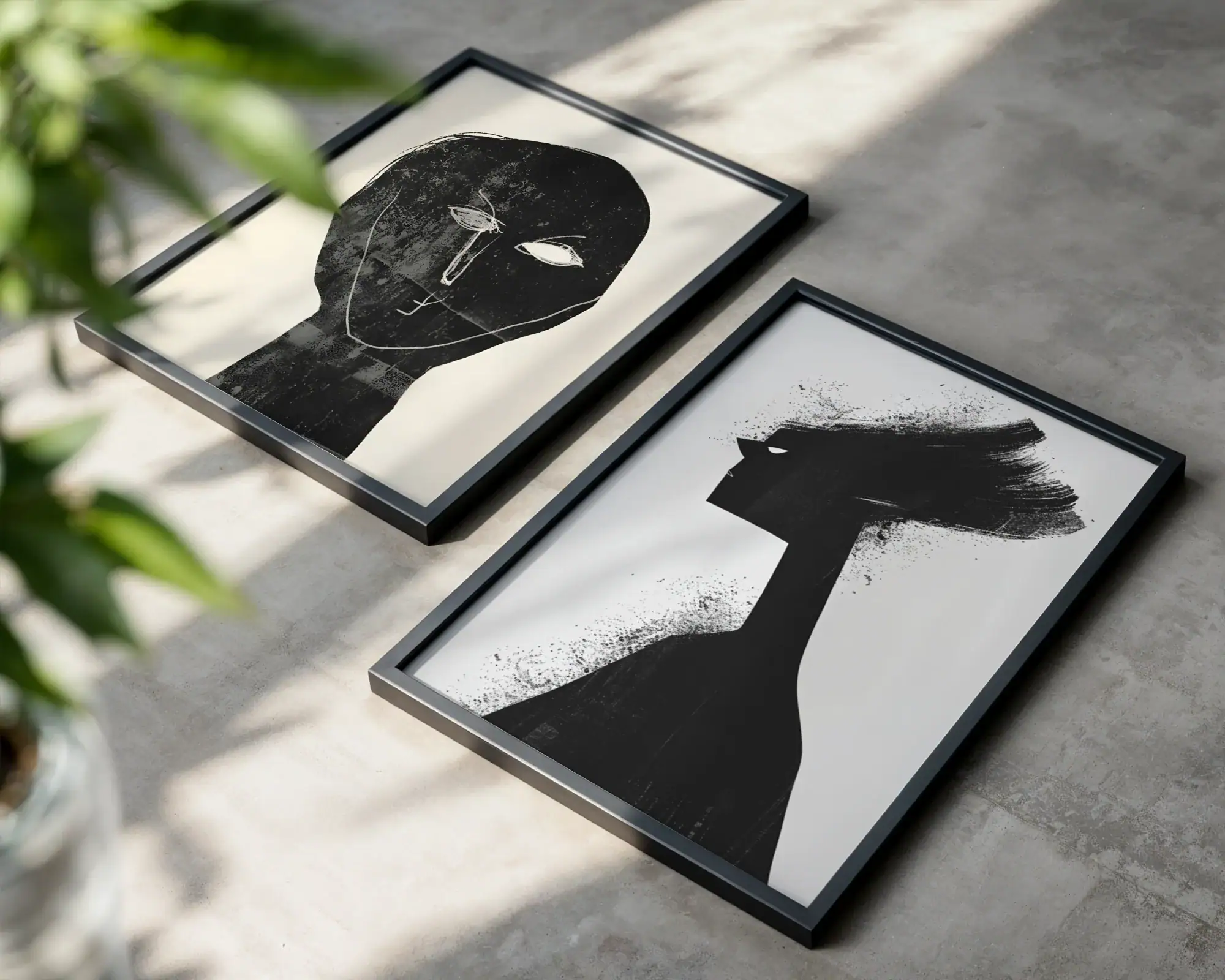 2'li Set | Siyah Figürler Dekoratif Tablolar - Görsel 2