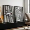 2'li Set | Çizgili Yüz Dekoratif Tablolar