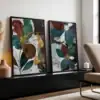 2'li Set | Gold Detay Çiçek Dekoratif Tablolar