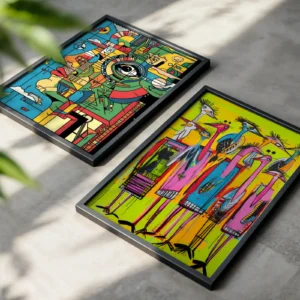 Alternative view of 2'li Set | Renkli Figürler Dekoratif Tablolar