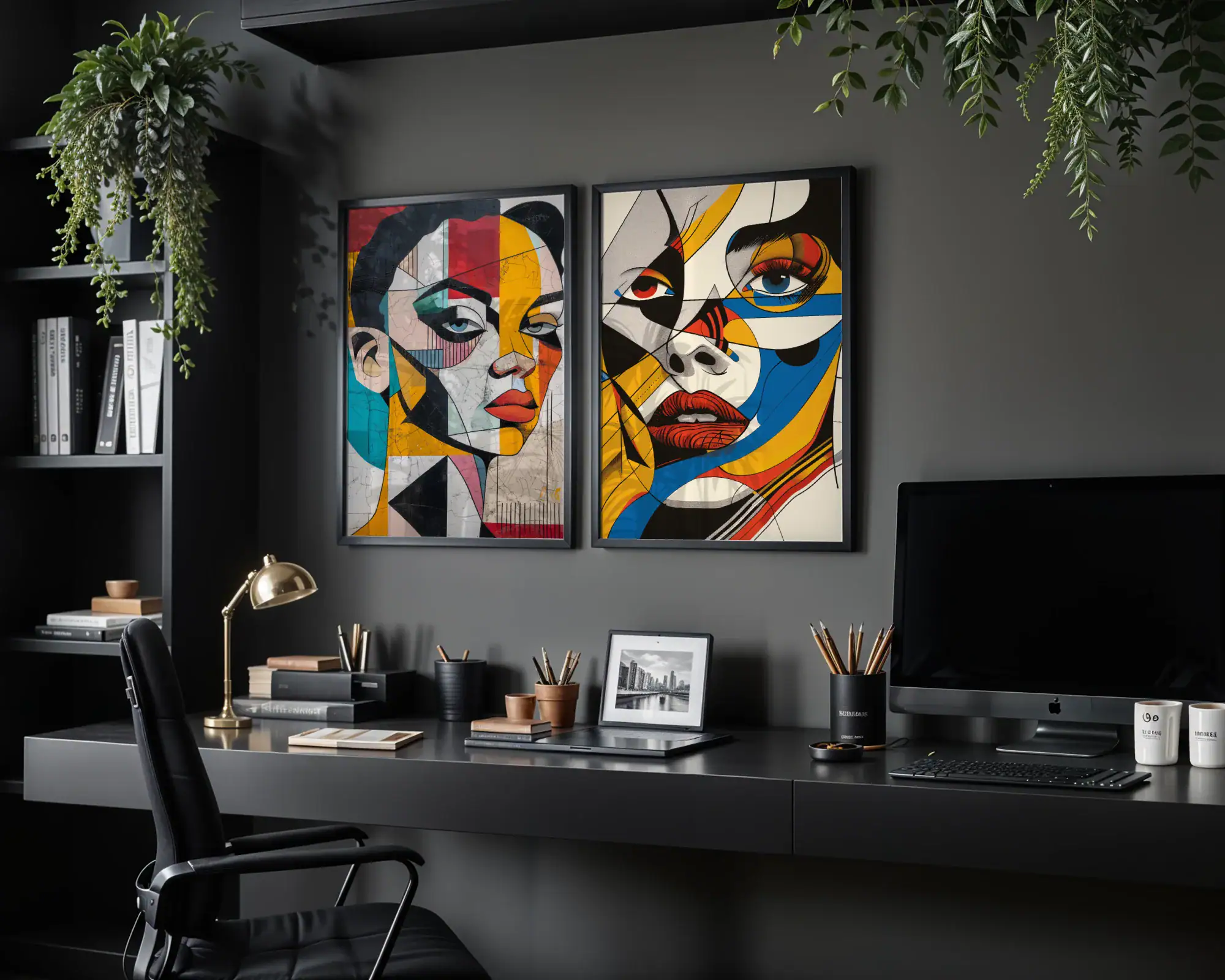 2'li Set | Renkli Kadın Yüzleri Dekoratif Tablolar - Görsel 3