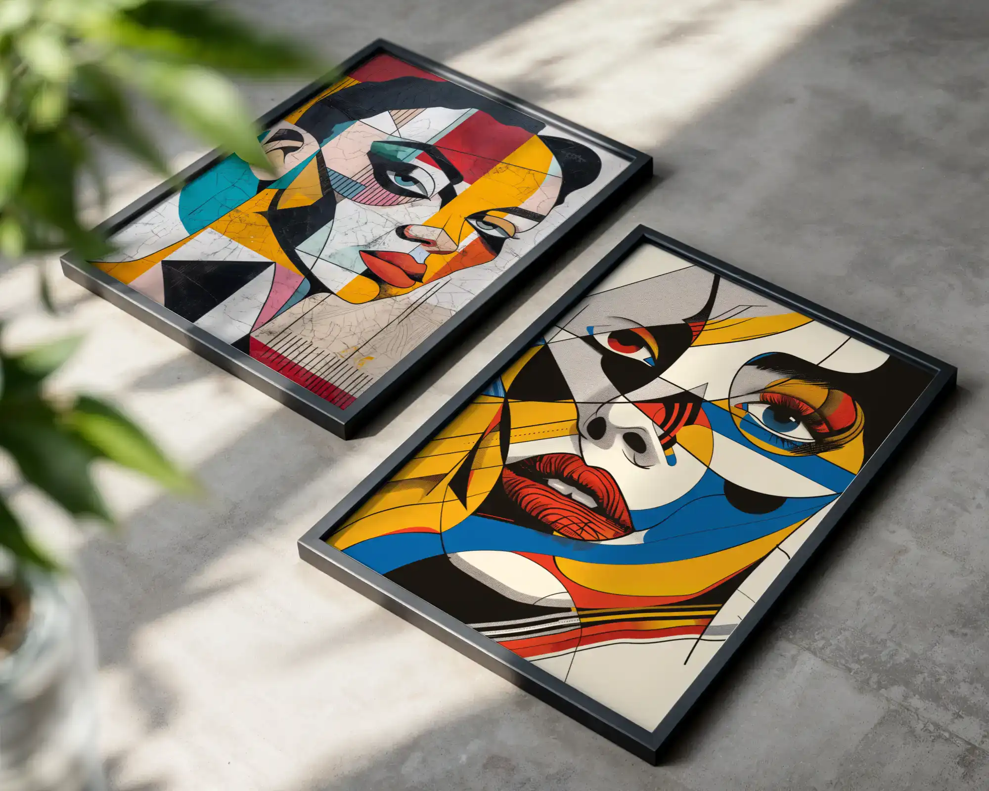 2'li Set | Renkli Kadın Yüzleri Dekoratif Tablolar - Görsel 2