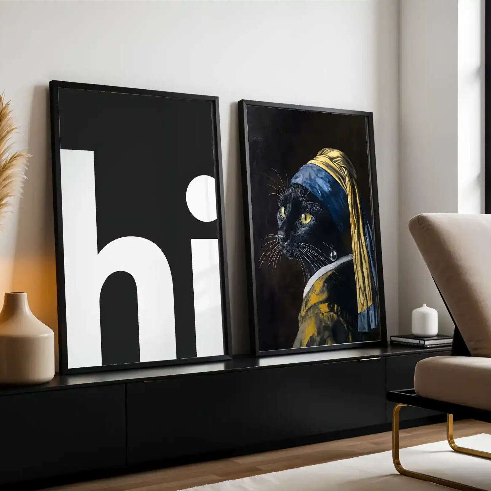 2'li Set | Hi & Kedi Dekoratif Tablolar