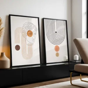 2'li Set | Boho Çizgi Detay Dekoratif Tablolar