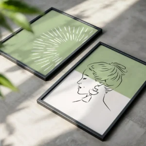 Alternative view of 2'li Set | Yeşil & Beyaz Dekoratif Tablolar